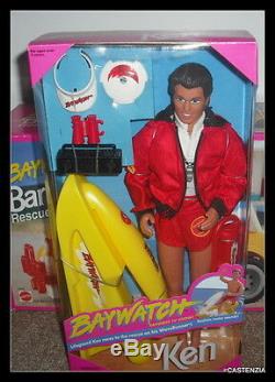 MATTEL LOT Baywatch Barbie and Ken RESCUE CRUISER AND WHEELS NRFB GREAT SET