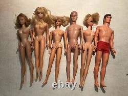 Massive Vintage Barbie Ken 6 Dolls/Clothes Mattel/Clone TLC-good Lot