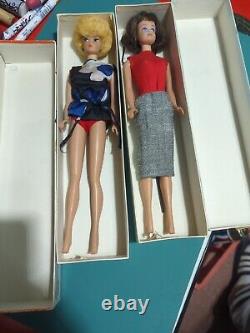 Mattel 1962 VINTAGE BLOND Barbie Doll + Midge Japan WithLabels+ Outfits-rare Lot