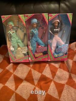 Mattel 1997 Lot Cool Blue Barbie, Perfect Pink Teresa and Extreme Green Skipper