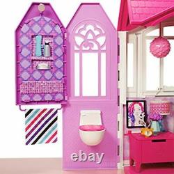 Mattel Barbie Glam Getaway Doll House Furnished On-The-Go Carrying Handle