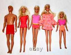 Mattel The Sun Set Malibu Barbie doll lot set of 5 vintage 1970