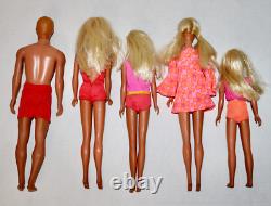 Mattel The Sun Set Malibu Barbie doll lot set of 5 vintage 1970