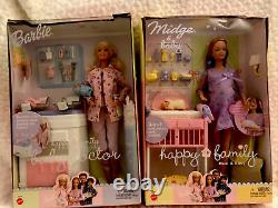 NEW RARE Pregnant Midge Barbie Doll + Baby Doctor Happy Family Set of (2)