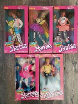 NIB COMPLETE SET Vintage 1988 Cool Times Barbie Ken Christie Teresa Midge 80s