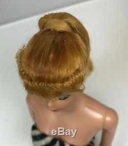 Near Mint Blonde #5 Ponytail Barbie Zebra Swimsuit 1961