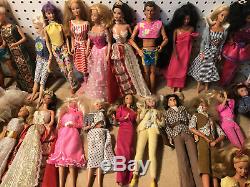 Nice Lot Of Vintage 31 Barbie + 2 Ken Dolls With Clothes 60s 90s + Others