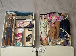 RARE! Combo 1961 Ken & Barbie Dolls In Cases With Clothes & Accessories