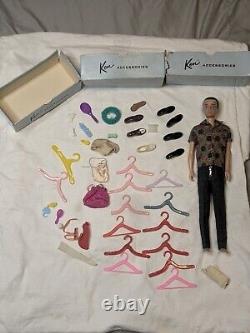 RARE! Combo 1961 Ken & Barbie Dolls In Cases With Clothes & Accessories