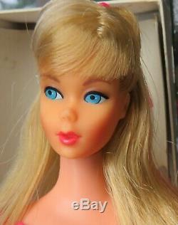 RARE Near MInt Blonde Standard Barbie Doll With Swimsuit, stand & BOX Vintage