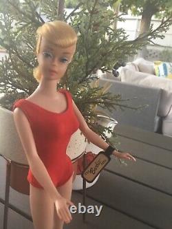 RARE near mint Blonde SWIRL 1964 Barbie Vintage Ponytail RED SS StunningW tag
