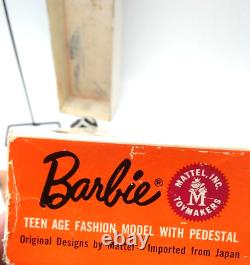 Rare Barbie #850 Brunette Bubble Cut Doll Zebra Suit, Glasses, Box, Stand + 1959