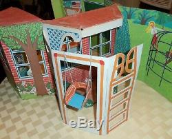 Rare Vtg Mattel Barbie Skipper school house play yard lots of accessories 1965
