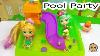 Shoppies Doll Pool Party With Pam Cake U0026 Peppa Mint Shopkins Season 5 Down Water Slide