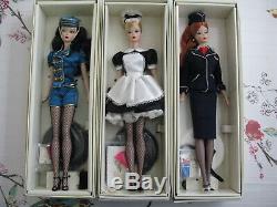 Silkstone Barbie Career Collection Lot of 3 Usherette French Maid Stewardess EC