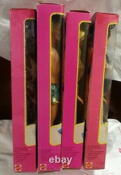 Sun Gold Malibu Barbie, Ken, A. A. Christie & Latin Steffie Lot Nrfb Vintage #1a