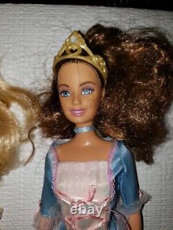 Super Rare-(5)Princess And The Pauper Barbie Lot With Carrier- Still Sing
