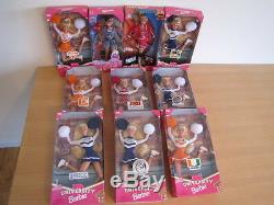 University Cheerleader Barbie Collection 10 Dolls New In Box- Mint Condition