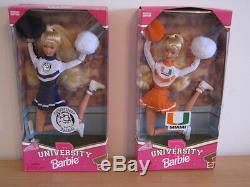 University Cheerleader Barbie Collection 10 Dolls New In Box- Mint Condition