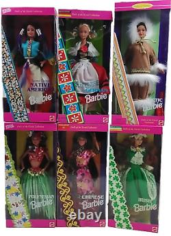 VINTAGE 1993-1996 Mattel Barbie Dolls Of the World Collection Lot 6 NRFB