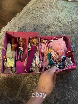 VINTAGE LOT of 4 Barbies, 1 Ken Doll, 1 CREATA Doll, Many Outfits, Carrying Case