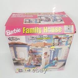 VTG 1998 Mattel BARBIE Doll FAMILY HOUSE Blue Folding Cottage Electric 21646 BOX
