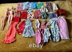 Vintage 1960's Barbie Doll Fashion Lot Of 2 1966 Barbie's And Clothes