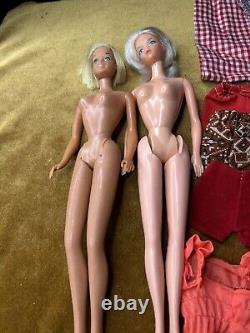 Vintage 1960's Barbie Doll Fashion Lot Of 2 1966 Barbie's And Clothes