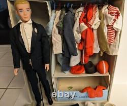 Vintage 1960's Ken Doll Mattel Barbie with40+ Clothes & Accessories with1962 case
