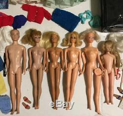 Vintage 1960s 1970s Barbie Lot Ken Ponytail Marlo Flip Malibu Clothes