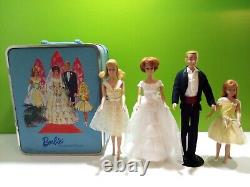 Vintage 1960s Mattel Barbie/Midge/Ken Doll Lot WithRare Trousseau Storage Case