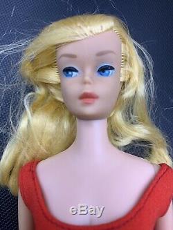 Vintage 1962 Blonde Ponytail Barbie Doll Stand Mint in Original Box 20-184