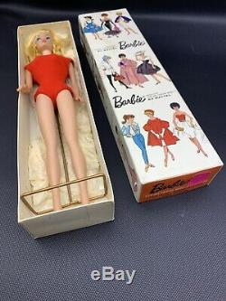 Vintage 1962 Blonde Ponytail Barbie Doll Stand Mint in Original Box 20-184