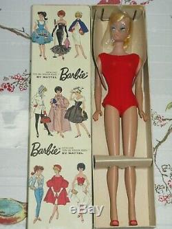Vintage 1962 Blonde Swirl Ponytail Barbie Doll Stand Booklet Mint in Orgnl Box