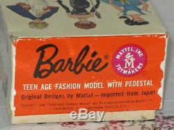 Vintage 1962 Blonde Swirl Ponytail Barbie Doll Stand Booklet Mint in Orgnl Box