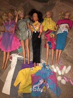 Vintage 1966 Barbie Doll Lot With 5 Barbies And Clothes