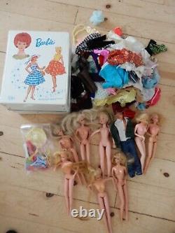 Vintage 1968 Barbie Ken Tammy Doll White Case Clothes Lot As Is