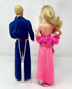 Vintage 1977 Superstar Barbie Doll #9720 & Superstar Ken With Original Stand
