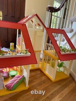 Vintage 1978 Mattel Barbie Dream House A Frame Yellow 1970's with Furniture Patio