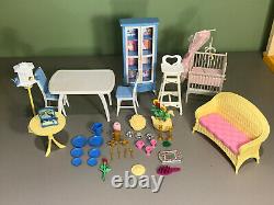 Vintage 1978 Mattel Barbie Dream House A Frame Yellow with Furniture Patio Plants