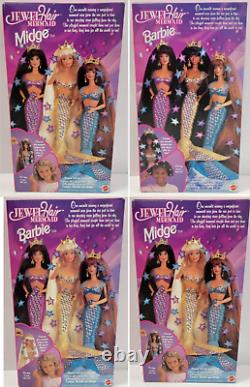 Vintage 1995 NIB NRFB Jewel Hair Mermaid Barbie Lot of 4! African American Rare
