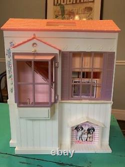 Vintage 1996 Barbie 3 Rooms Folding Pretty House Furniture Doll And Accessories
