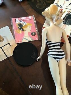 Vintage #3 Blond Ponytail Barbie Box, Mint TM Stand, Booklet, Replaced Liners
