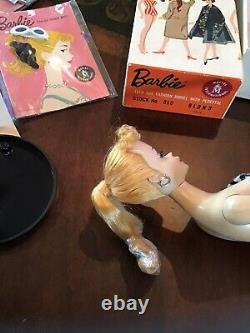 Vintage #3 Blond Ponytail Barbie Box, Mint TM Stand, Booklet, Replaced Liners