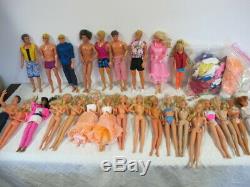 Vintage 80's Barbie Dolls (25) Lot Super Star- Rockers- Ken- Clothes- More