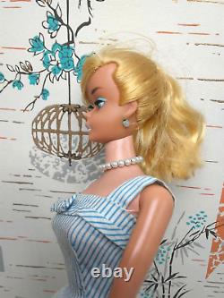 Vintage 850 Platinum White Swirl Ponytail Barbie Doll in 933 Movie Date C30