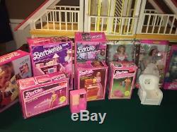 Vintage A-Frame Barbie Dream House With Dolls, Furniture, And A Lot More ++