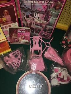 Vintage A-Frame Barbie Dream House With Dolls, Furniture, And A Lot More ++