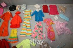 Vintage BARBIE DOLL Lot 1960's/1970's Clothes, Hangers, Shoes, 1 Doll, ETC