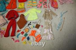 Vintage BARBIE DOLL Lot 1960's/1970's Clothes, Hangers, Shoes, 1 Doll, ETC